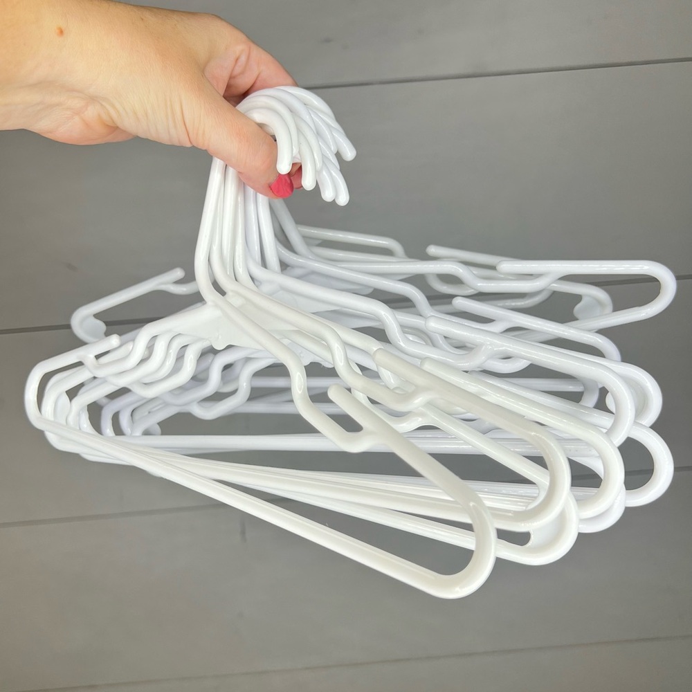 10 White Plastic Hangers - Youth